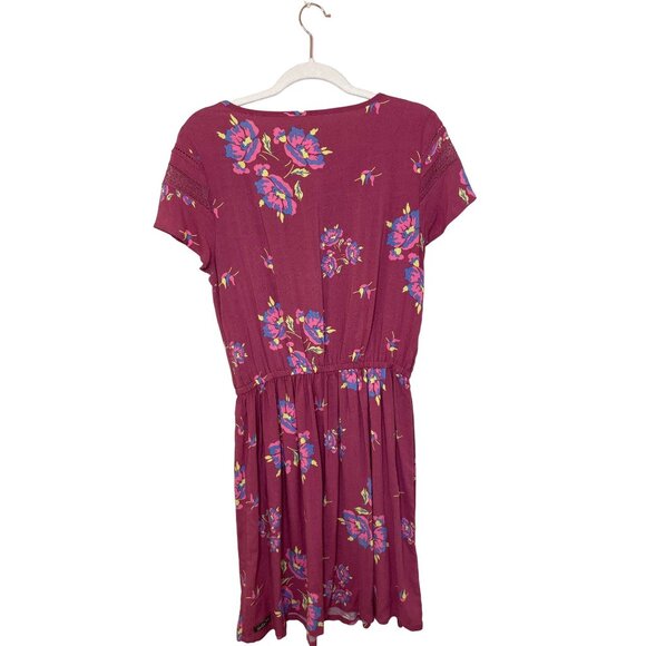 Matilda Jane Art Class Floral Keyhole Tie Dress Size Medium Short Sleeve Pink - Picture 4 of 7